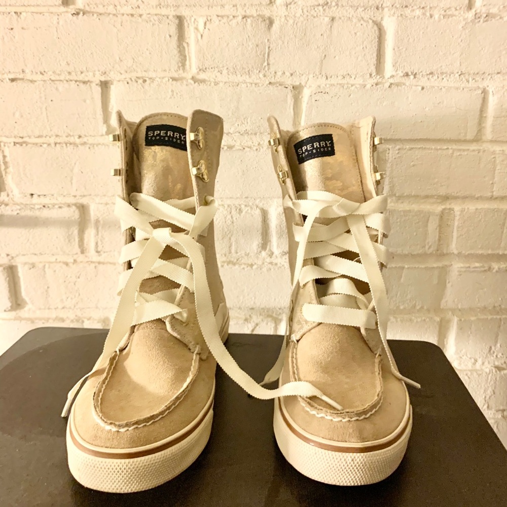 Womens Sperry Top Sider Gold Camo Lace Up Boots